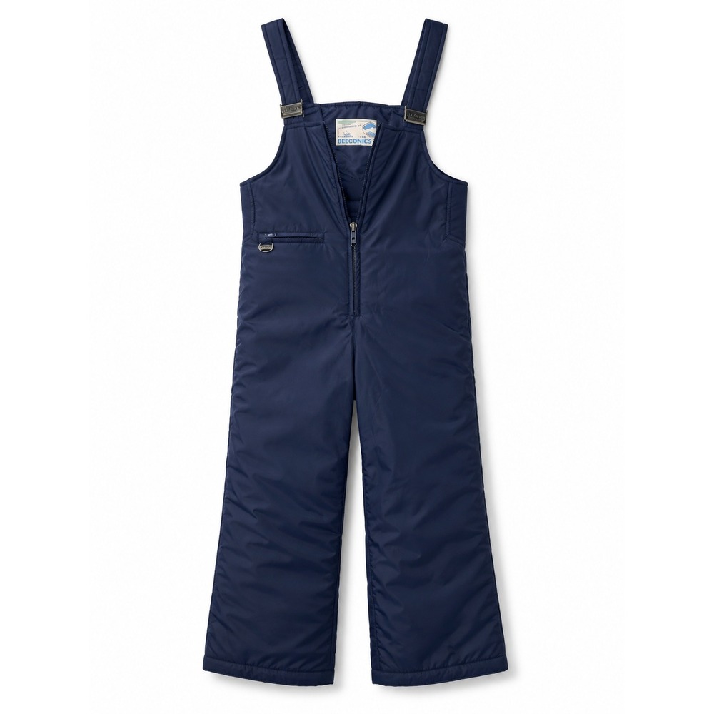 Vintage 80s Beconta Samas Kid's Imsulated Ski Bibs Navy Blue Snow Pants‎ Size 16